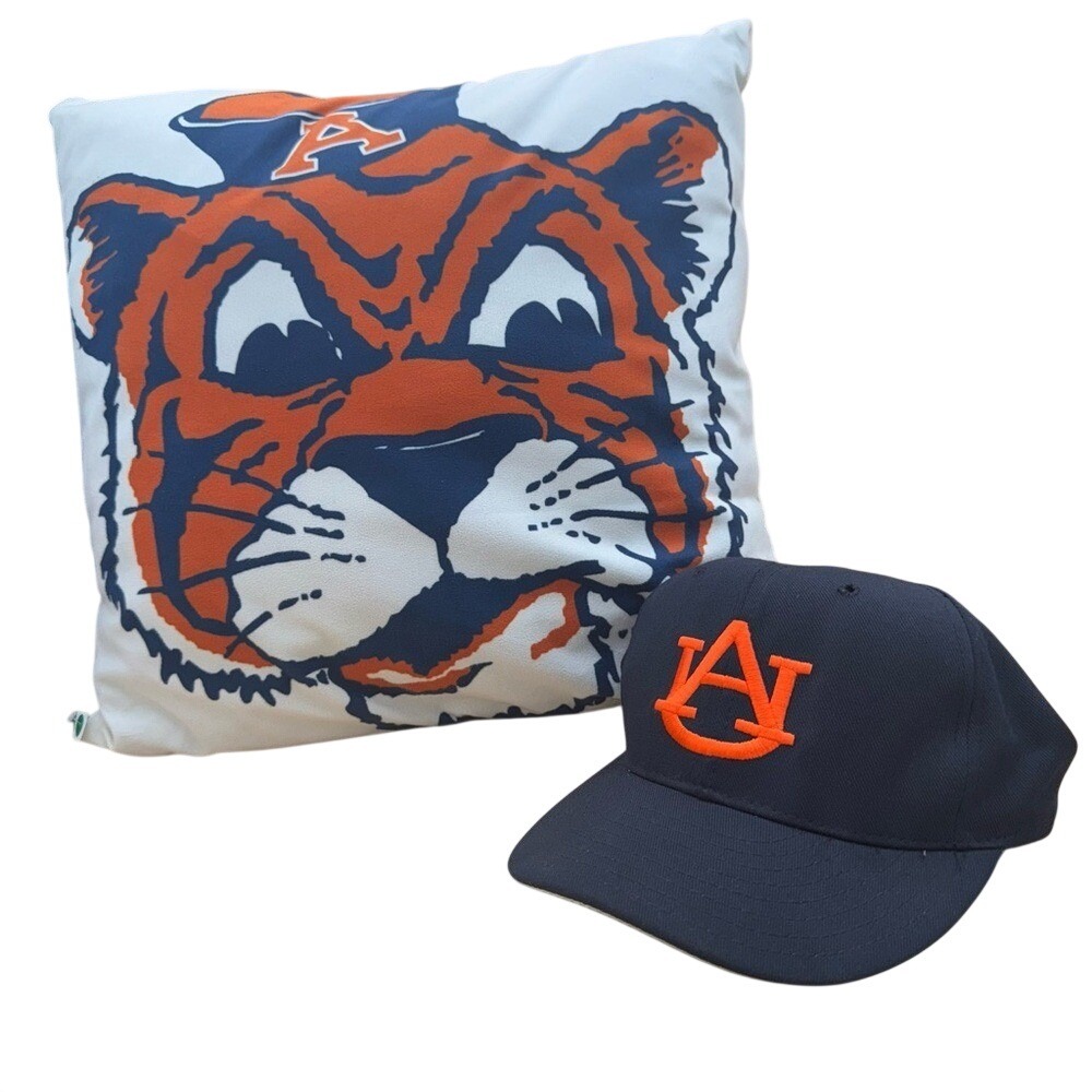 Vintage Proline Auburn University Fitted Cap‎ Size 7 and Pillow Set, Rare, EUC